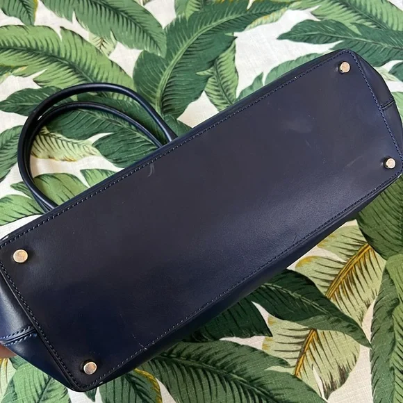 Kate Spade • Navy Scallop Leather Tote w/ Bow Interior - Picture 6 of 12
